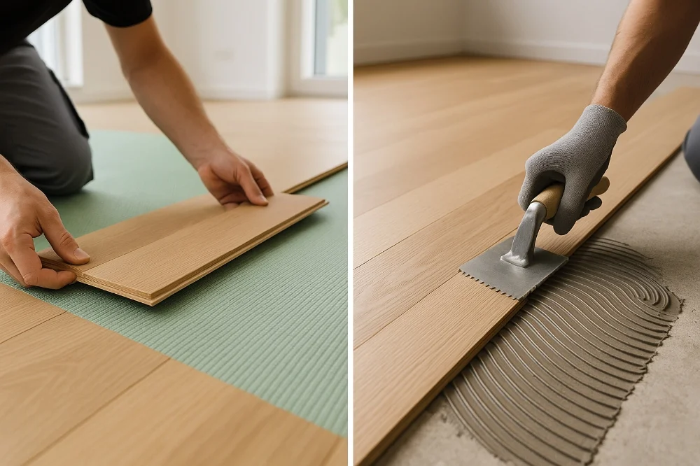 Diferencias entre suelos flotantes y suelos pegados: cuál se adapta mejor a tu hogar