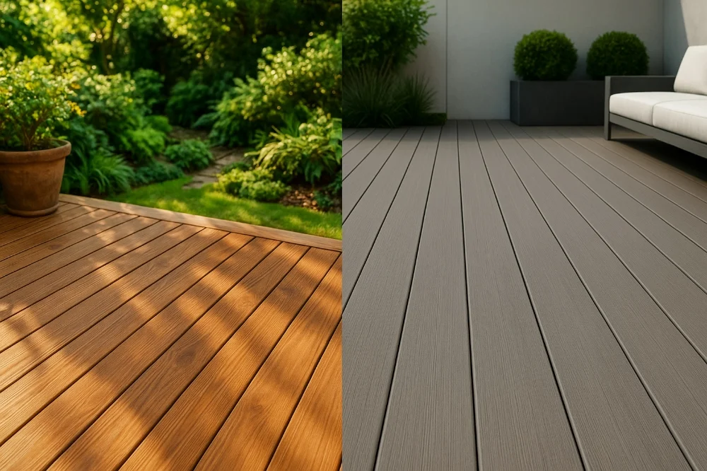 Tarima exterior sintética o natural: diferencias clave antes de elegir